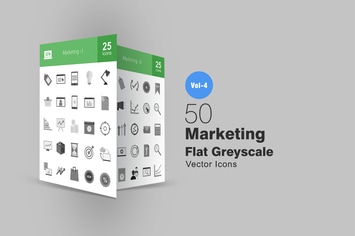 50 Marketing Greyscale Icons