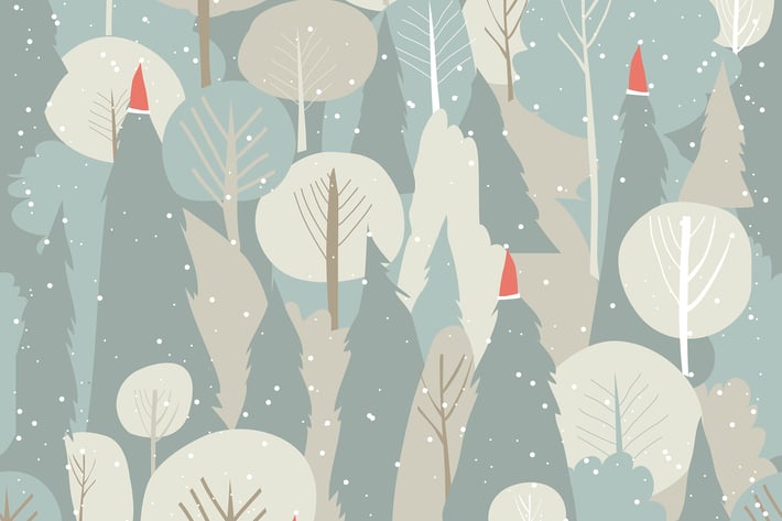 Seamless vector winter forest pattern. Christmas b