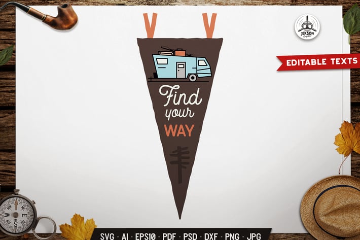 Adventure Pennant Label Design Retro Emblem Design