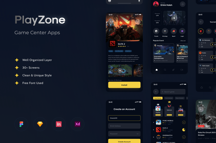 PlayZone - Game Center Apps UI Kit