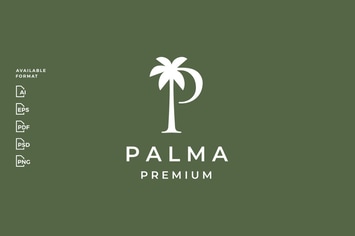 P Letter Mark Palm Tree Logo