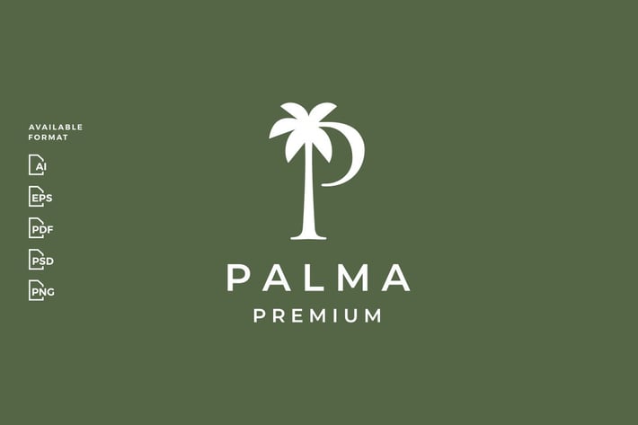 P Letter Mark Palm Tree Logo