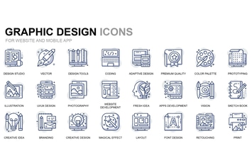 Graphic Design Thin Line Icons