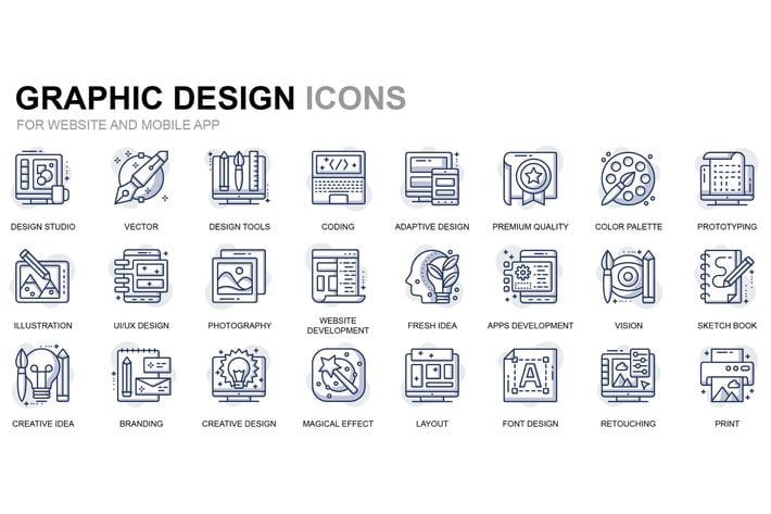 Graphic Design Thin Line Icons