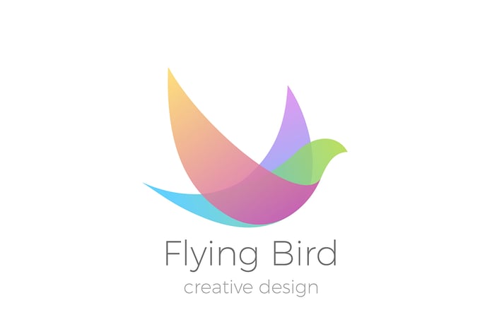 Logo Flying Bird Swallow Dove Colorful