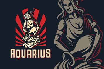 Aquarius Zodiac Sign Logo Template