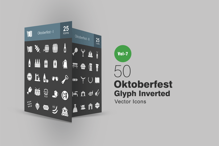 50 Oktoberfest Glyph Inverted Icons