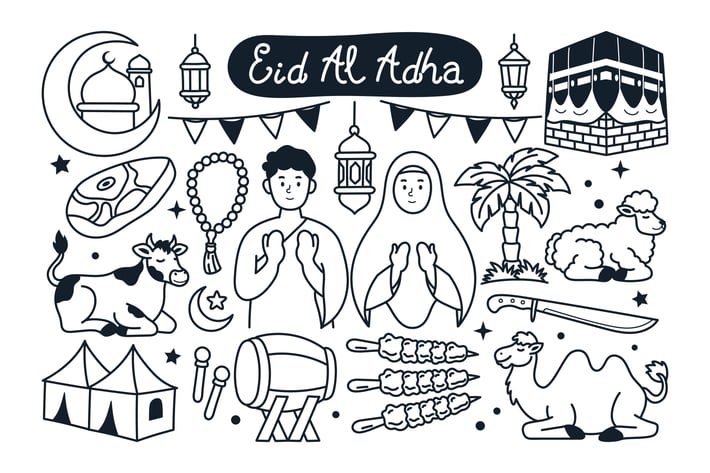 Eid Al Adha Doodle Illustration