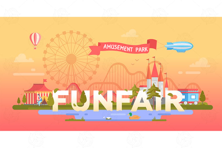 Funfair - modern vector banner illustration