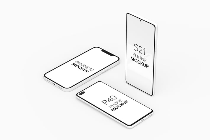 P40 Phone S21 Phone & iPhone 12 Mockup