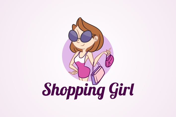 Shopping Girl - Fashion Mascot Logo