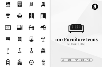 100 Furniture minimal icons