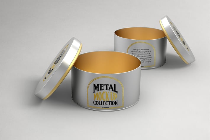 Round Cans with Plug Metal Cap Packaging Mockup