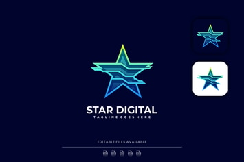 Star Line Art Gradient Logo