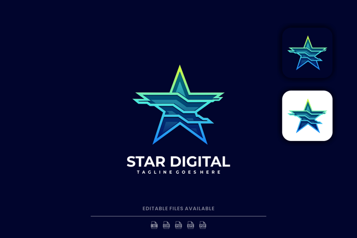Star Line Art Gradient Logo