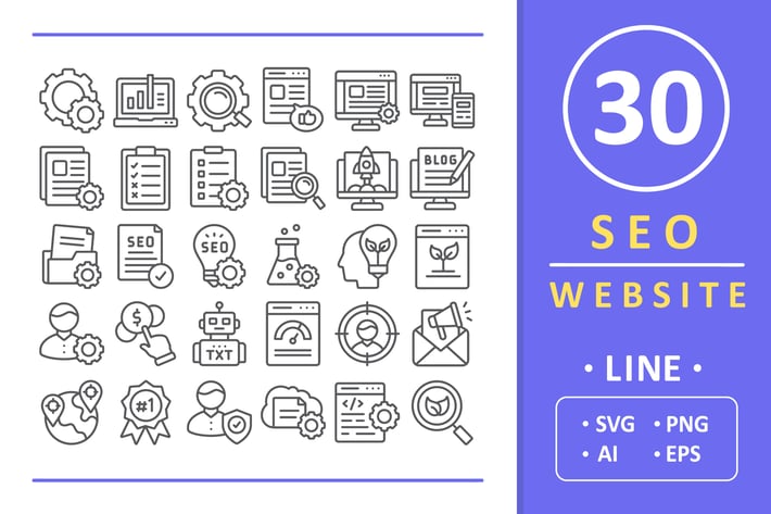 30 Seo & Website Icons - Line