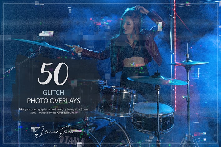 50 Glitch Photo Overlays