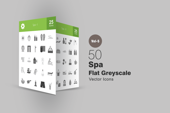 50 Spa Greyscale Icons