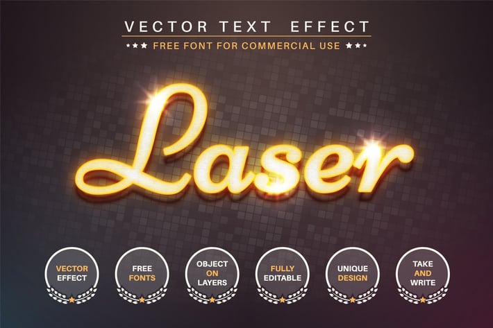 Yellow laser - editable text effect, font style