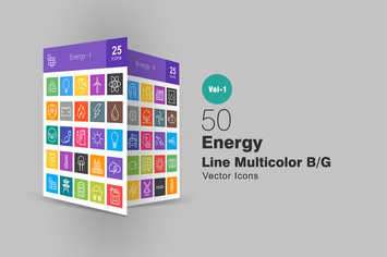 50 Energy Line Multicolor Icons