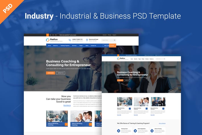 Radius- Coaching & Business PSD Template