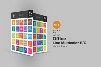 50 Office Line Multicolor Icons