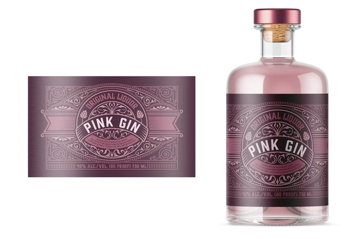 Vintage gin label layout