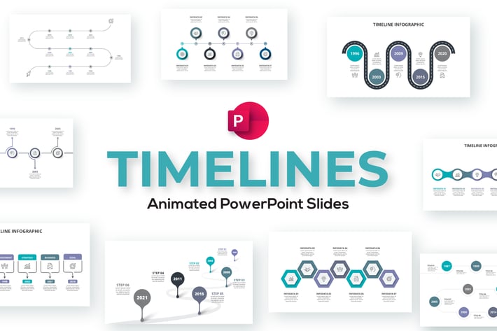 Timelines Animated PowerPoint Presentation. Set 01