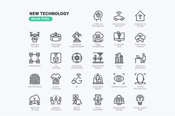 Thin Line Icons Set of New Technology