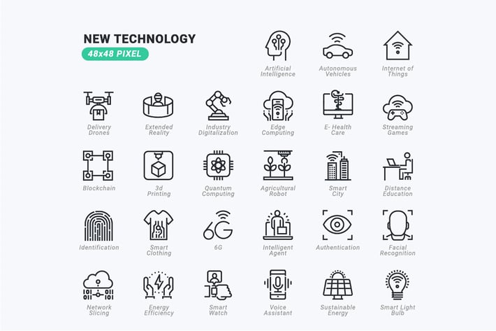 Thin Line Icons Set of New Technology