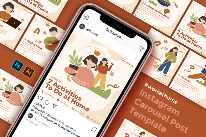 Instagram Carousel Post Template - Home Activity