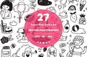 Kawaii Girly Doodle Set