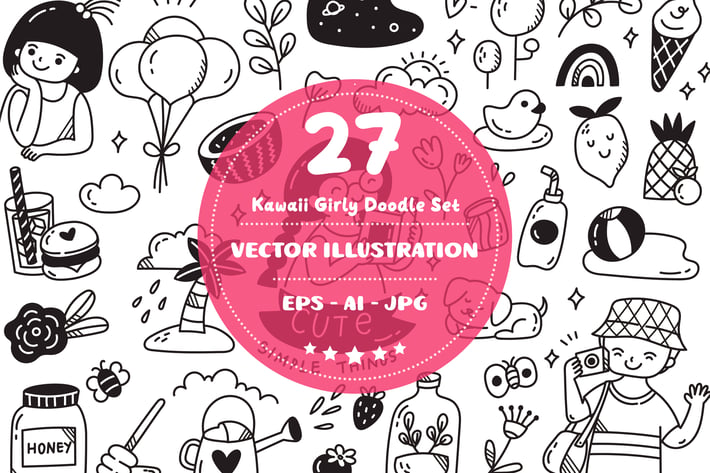Kawaii Girly Doodle Set