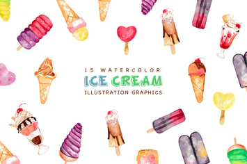 Ice Cream Watercolor V.2
