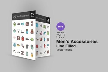 50 Men's Accessories Line Filled Icons