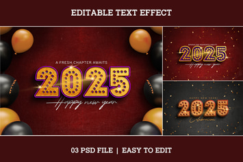 New Year 2025 Editable Text Effect Set