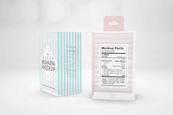Clear Box with Foldable Hang Tab Mockup