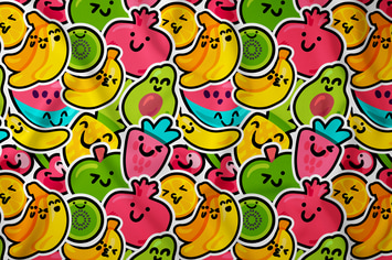 Cartoon Happy Fruits Seamless Pattern