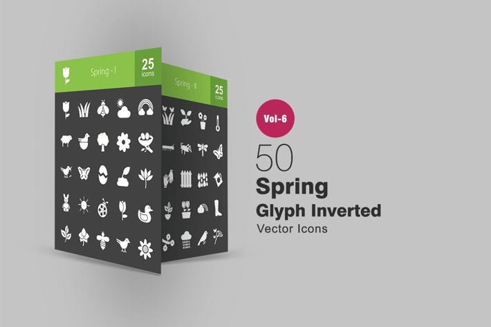 50 Spring Glyph Inverted Icons