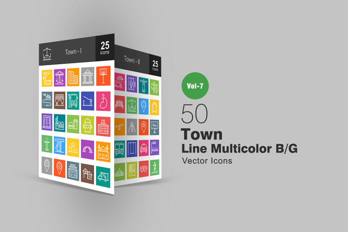 50 Town Line Multicolor B/G Icons