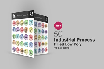 50 Industrial Process Filled Low Poly Icons