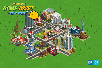 2D Isometric Game Asset - City Build vol.01