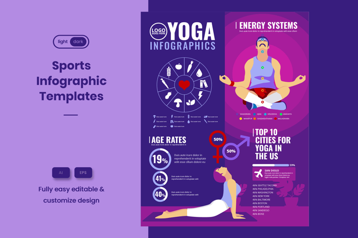 Sport Infographic Template: Yoga & Home Exercise