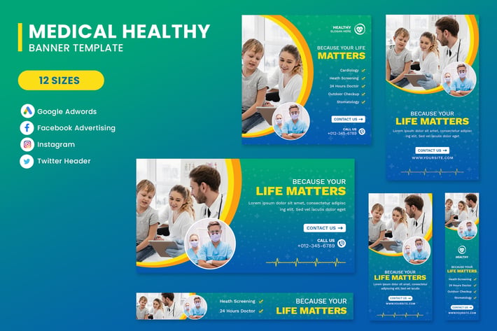 Healthy Hospital  Banner Set Template