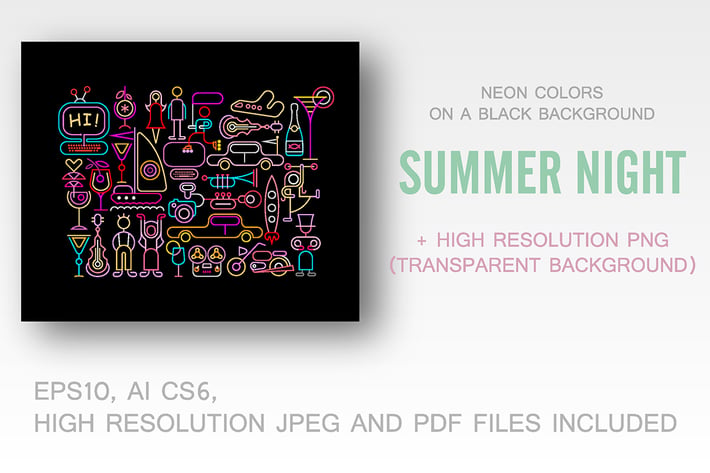 Summer Night vector illustrations