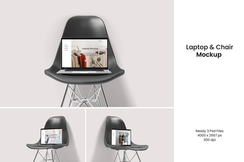 Laptop & Chair Mockup