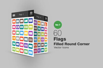 60 Flags Filled Round Corner Icons