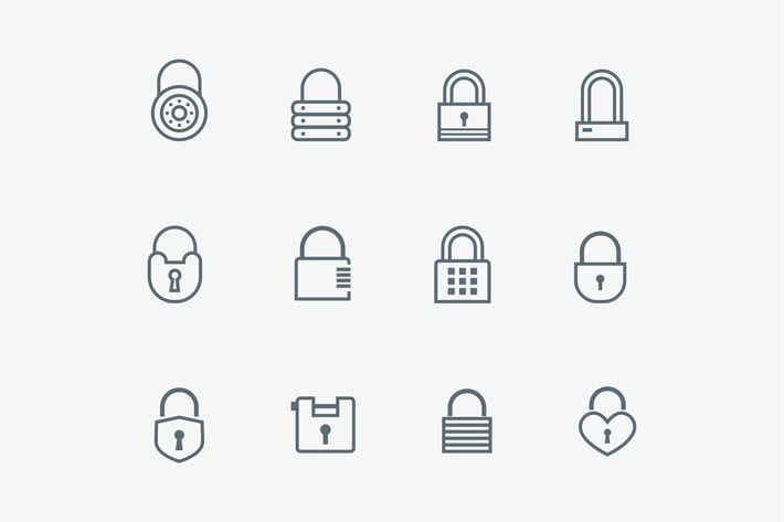 12 Padlock and Security Icons