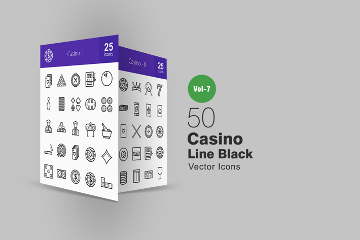 50 Casino Line Icons