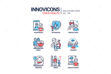 Child health - line design style icons set